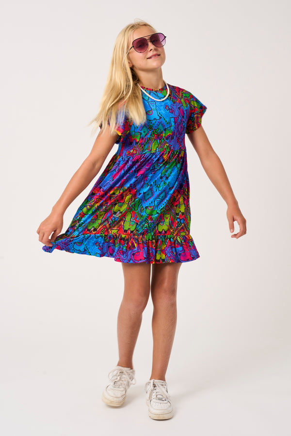 No Prob-llama Slinky To Touch - Kids Baby Doll Tiered Mini Dress