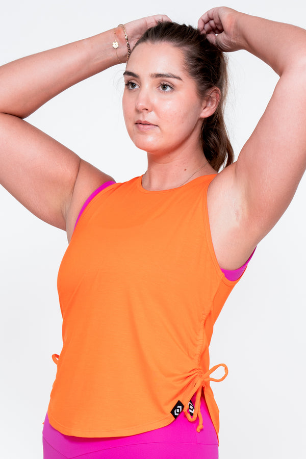 Orange Slinky To Touch - Muscle Back Tank W/ Cinched Sides
