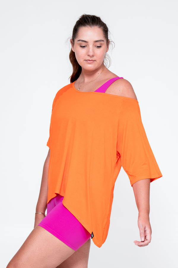 Orange Slinky To Touch - Off The Shoulder Tee