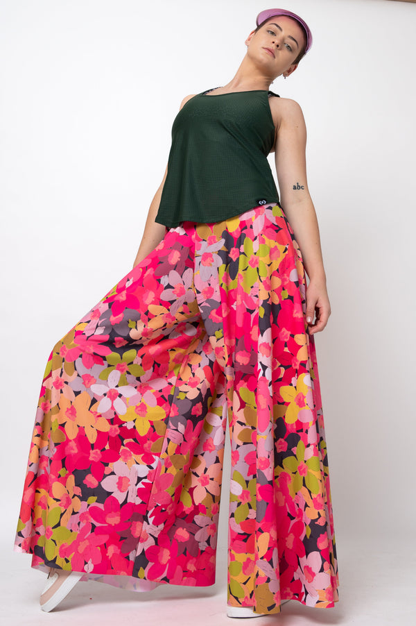 Pedal To The Petal Pink Silky - Palazzo Pant