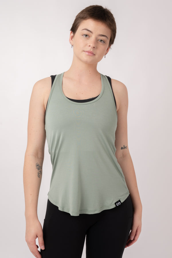 Sage Slinky To Touch - Racer Back Tank Top