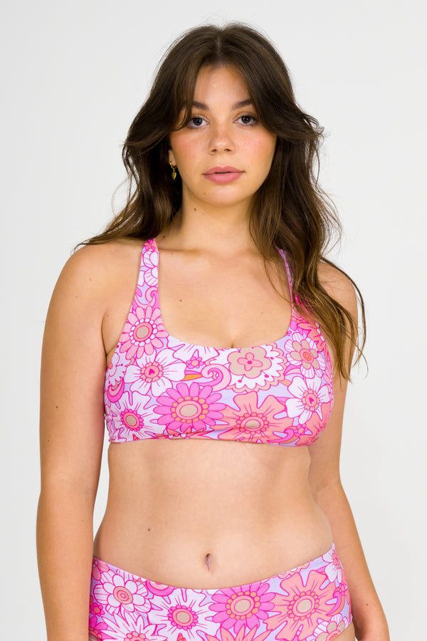 Serendipity Pink Silky - Cross Over Bikini Top
