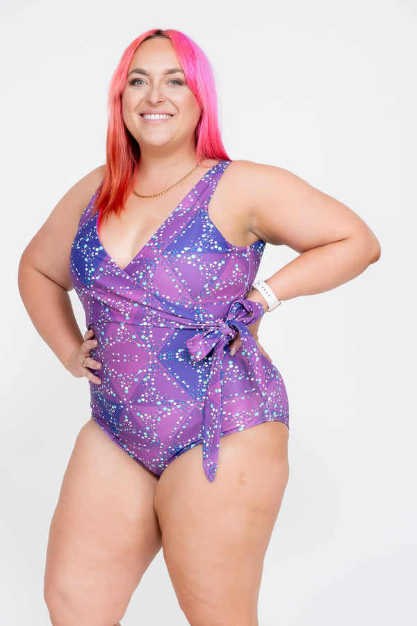 Trance Purple Performance - Wrap One Piece W/ Extra Coverage Bottoms