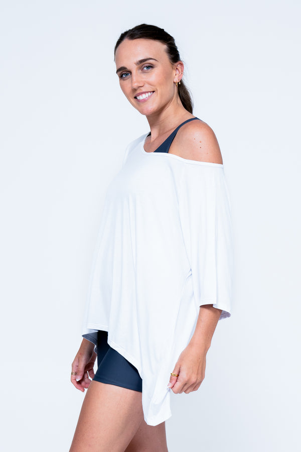 White Slinky To Touch - Off The Shoulder Tee