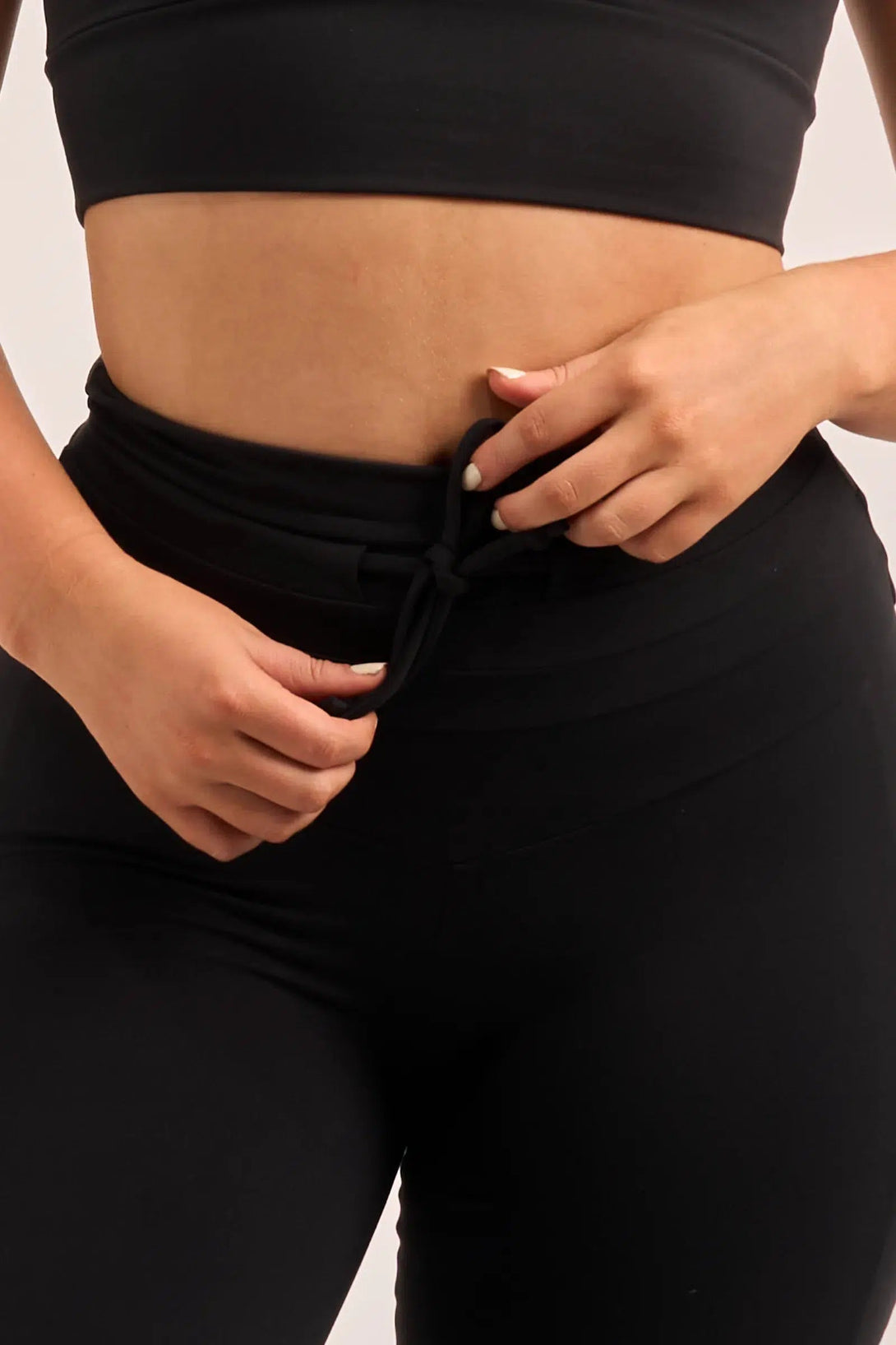 Body Contouring Panel Pocket Drawstring High Waisted Leggings - Black-Activewear-Exoticathletica