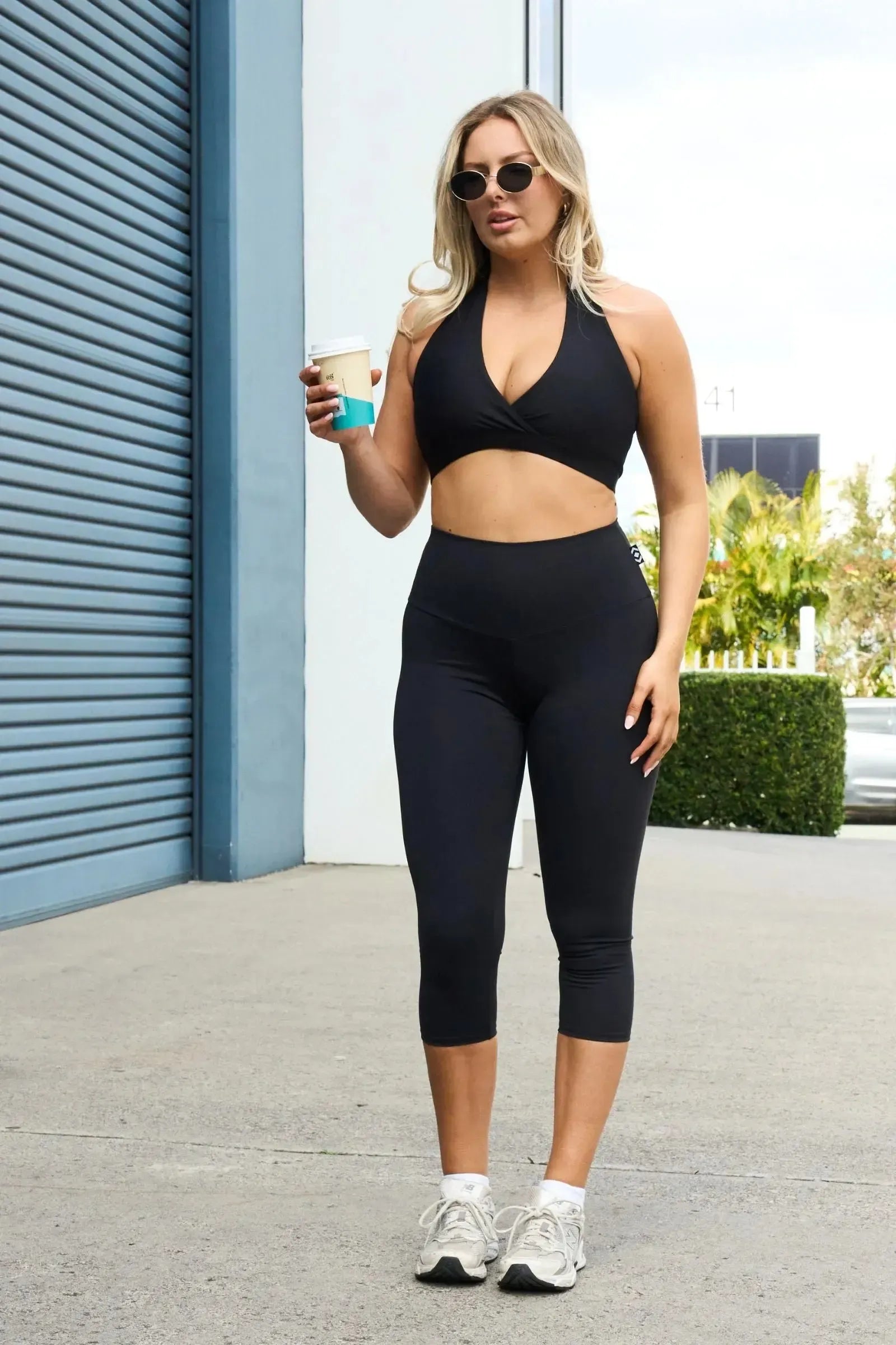 Performance High Waisted Capri Leggings - Black-Activewear-Exoticathletica