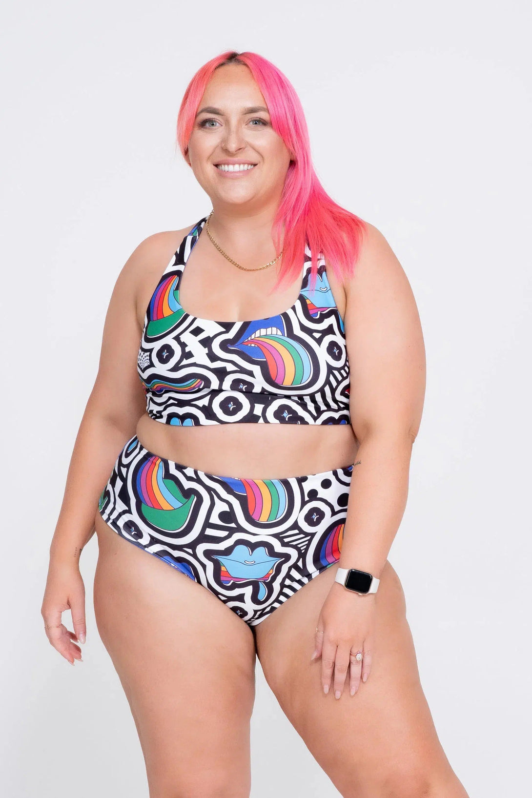 Excuse My French High Waisted Cheeky Cut Bikini Bottoms Performance Exoticathletica