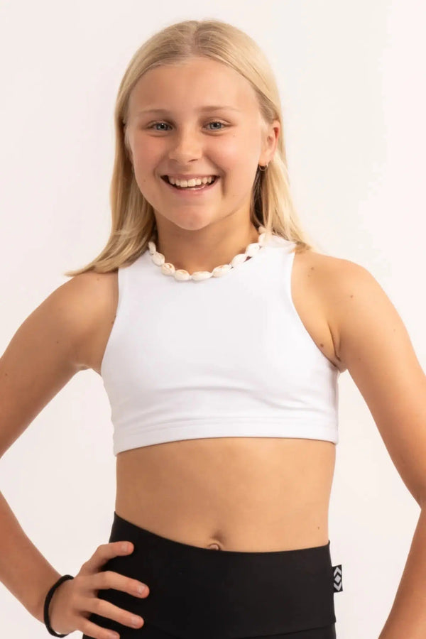 Performance Kids Crop Top - White-Activewear-Exoticathletica