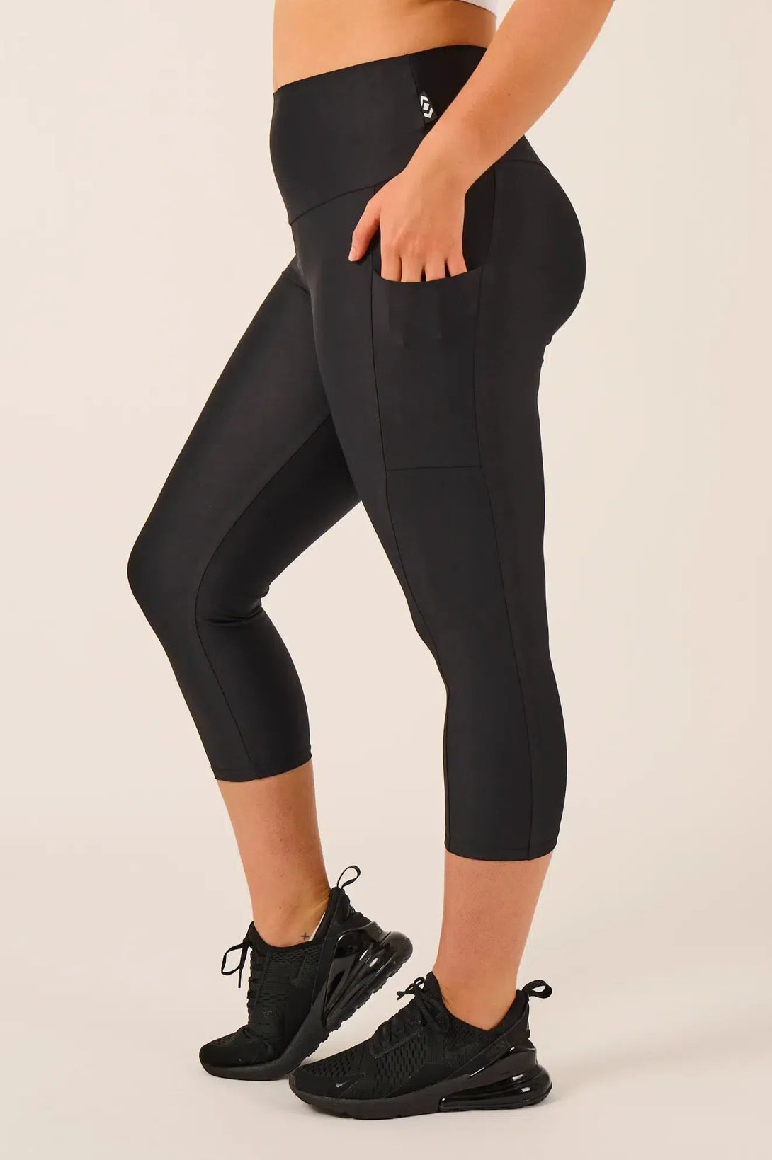 Performance Panel Pocket High Waisted Capri Leggings - Black-Activewear-Exoticathletica