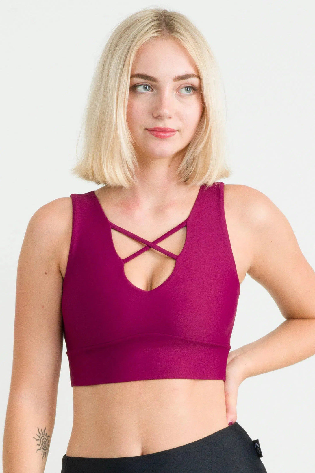 Performance Reversible Comfort Crop Top - Berry-Activewear-Exoticathletica