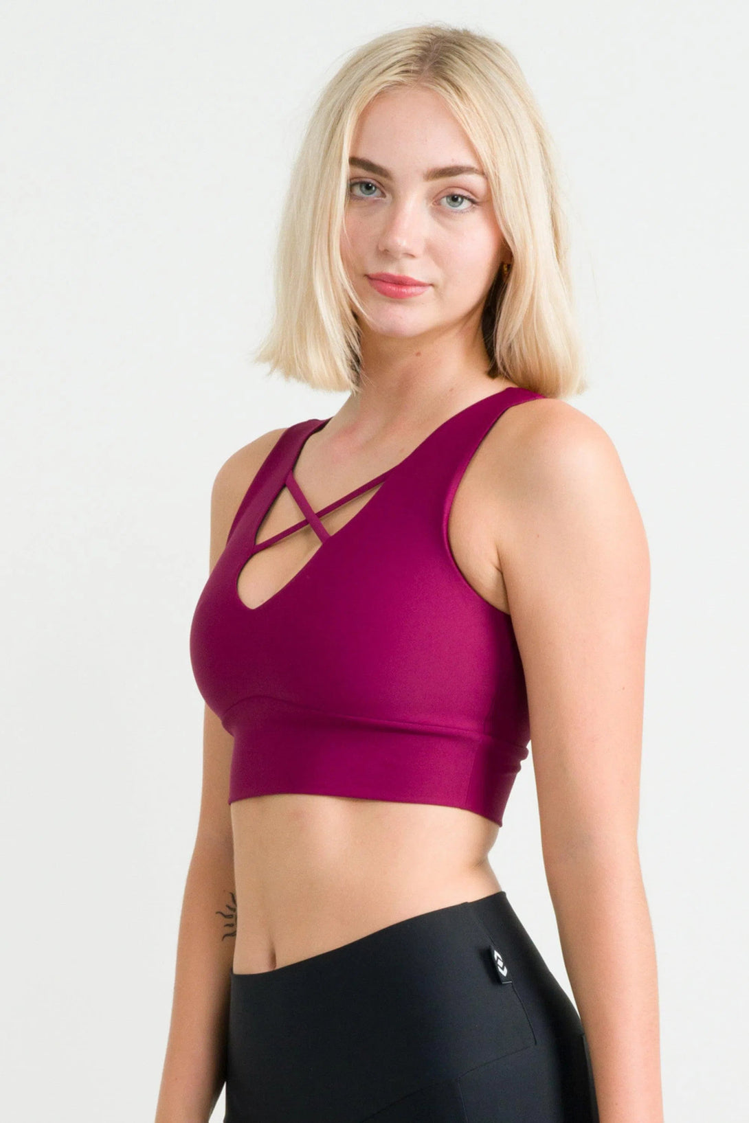 Performance Reversible Comfort Crop Top - Berry-Activewear-Exoticathletica