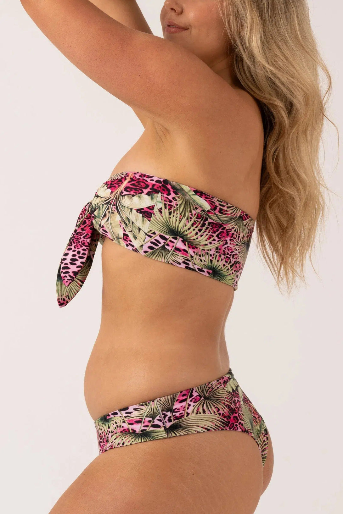 Silky Reversible Brazillian Cheeky Cut Bikini Bottom - Pink Tropical Leopard-Activewear-Exoticathletica