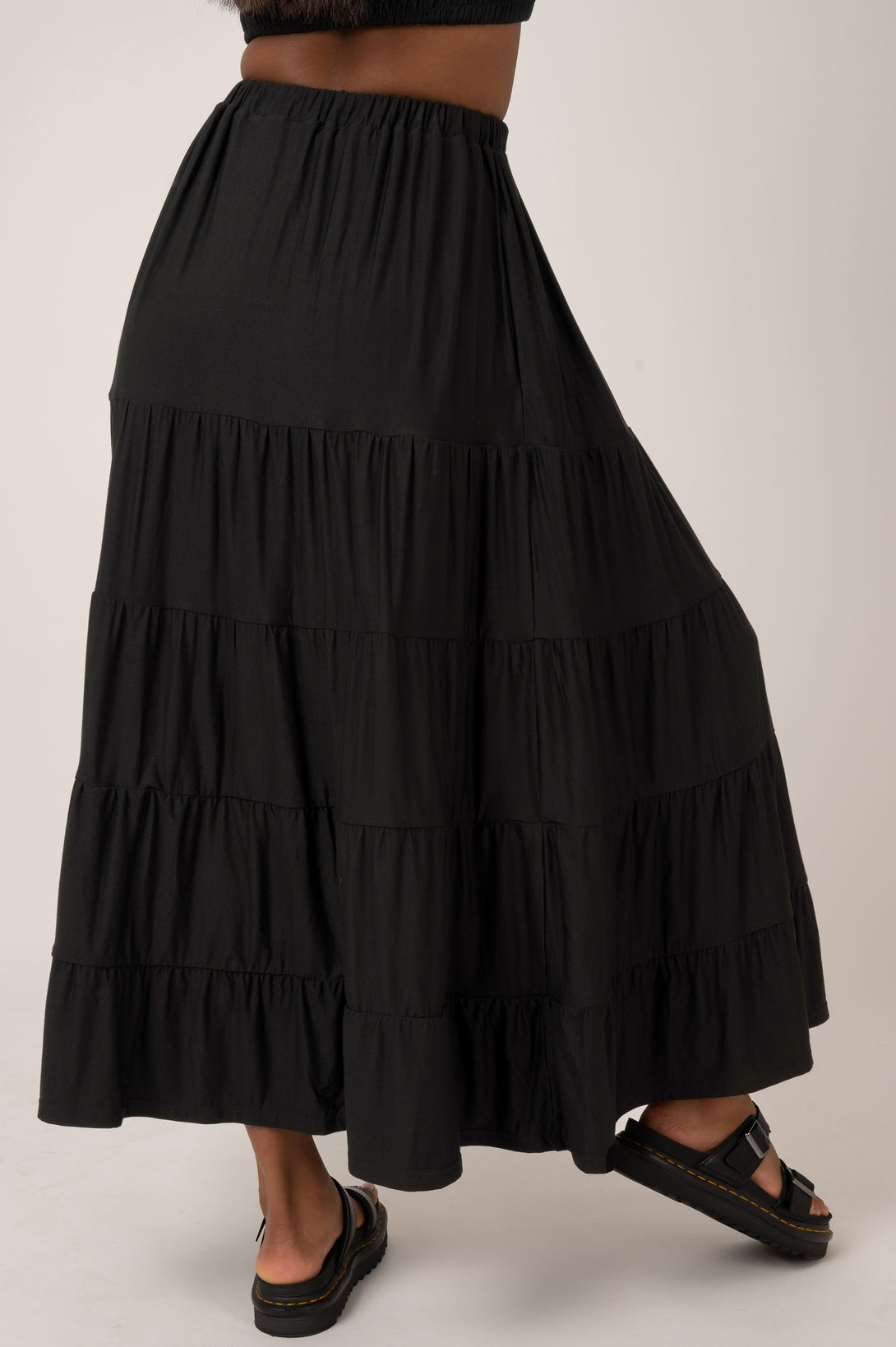 Tiered Maxi Skirt | Exotica | High Waisted | Black | Slinky To Touch ...