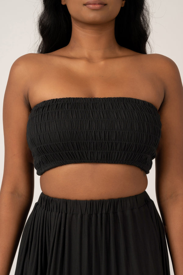 Black Slinky To Touch - Shirred Bandeau Top