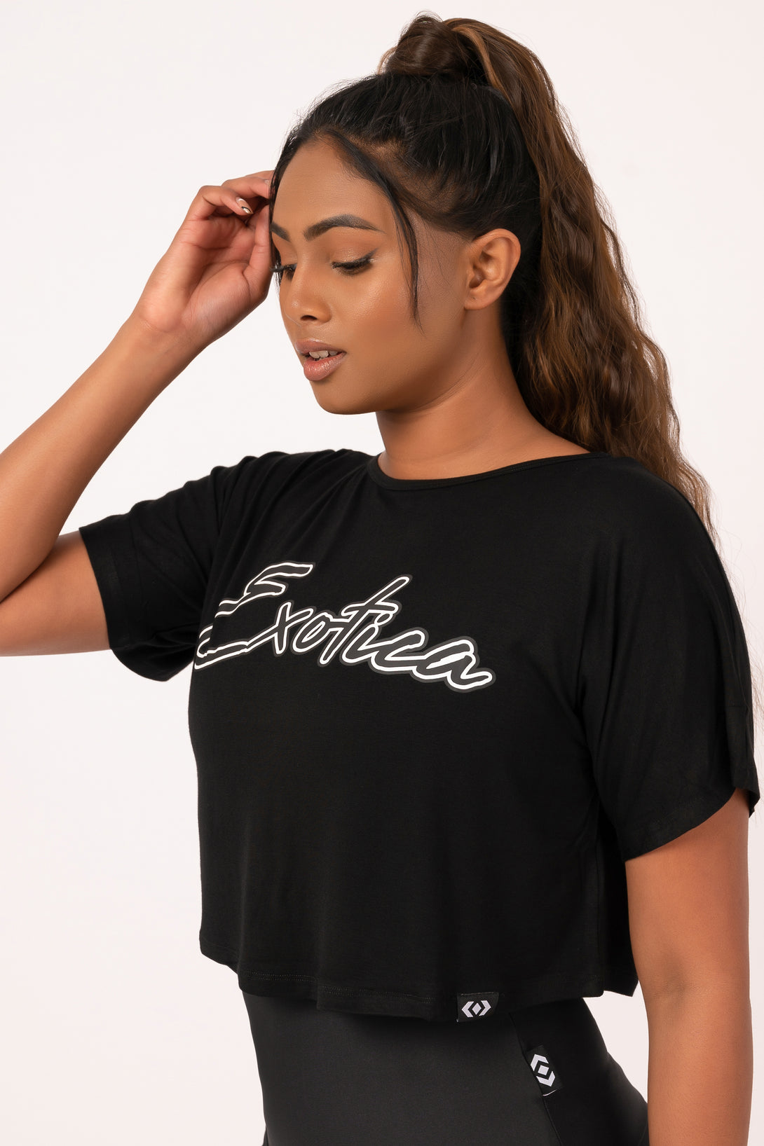 Black Slinky To Touch - Exotica Cropped Tee - Exoticathletica