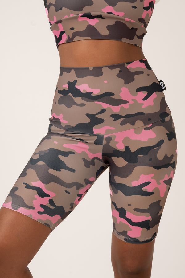 Camo Crush Pink Performance - Extra High Waisted Long Shorts