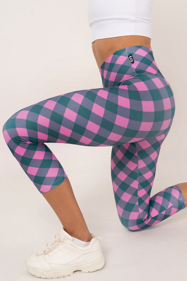 Crossover Pink Performance - High Waisted Capri Leggings