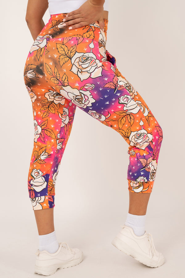 Sweet And Spooky Orange Soft To Touch - Jogger Capris W/ Pockets