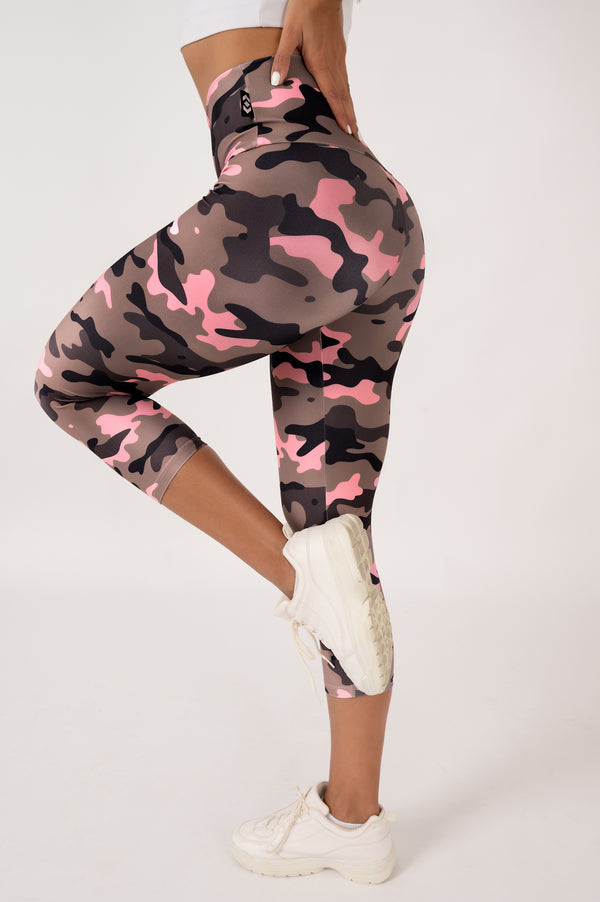 Camo Crush Pink Performance - High Waisted Capri Leggings