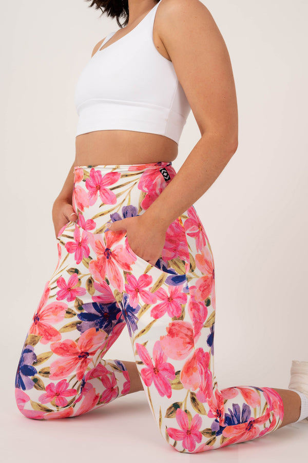 Late Bloomer Pink Soft To Touch - Jogger Capris W/ Pockets