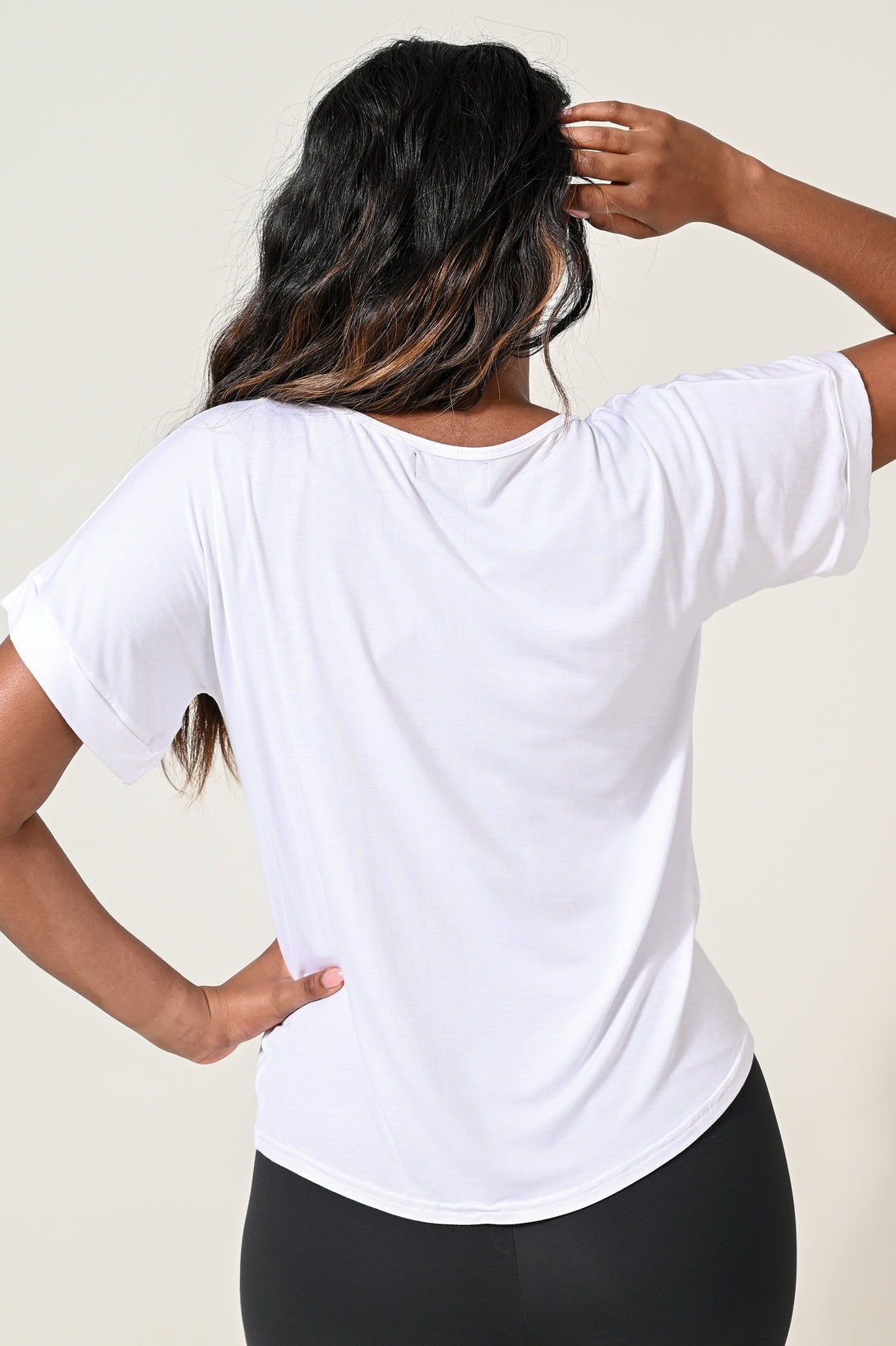 (R2W) White Slinky To Touch - Cuffed Sleeve Tee - Exoticathletica