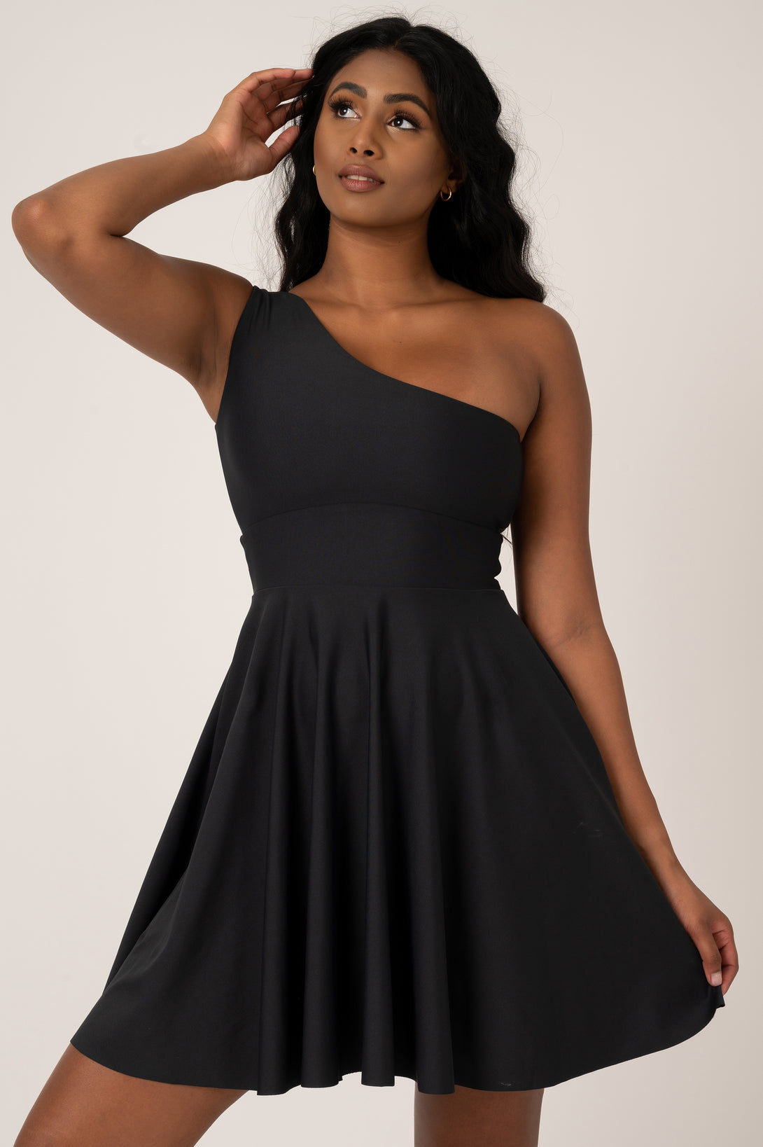 Black Performance - One Shoulder Comfort Crop Mini Dress - Exoticathletica