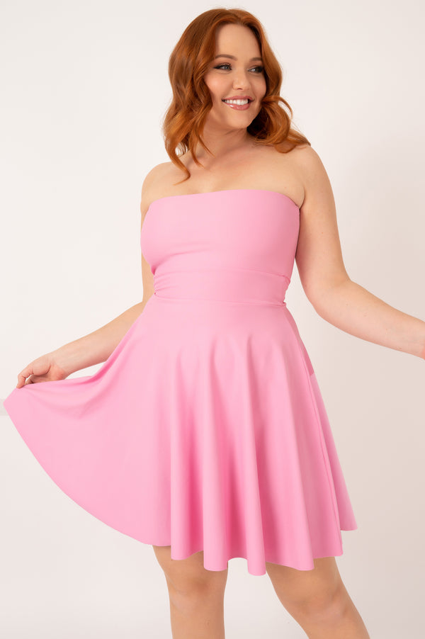 Pastel Pink Performance - Bandeau Comfort Crop Mini Dress