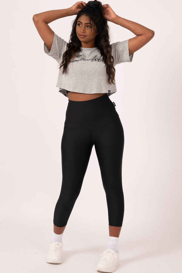 Heather Grey Slinky To Touch - Exotica Cropped Tee