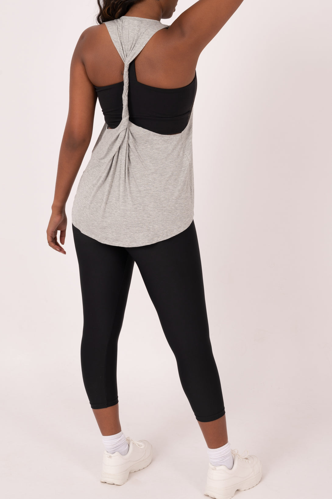 Heather Grey Slinky To Touch - Twisted Racer Back Tank - Exoticathletica