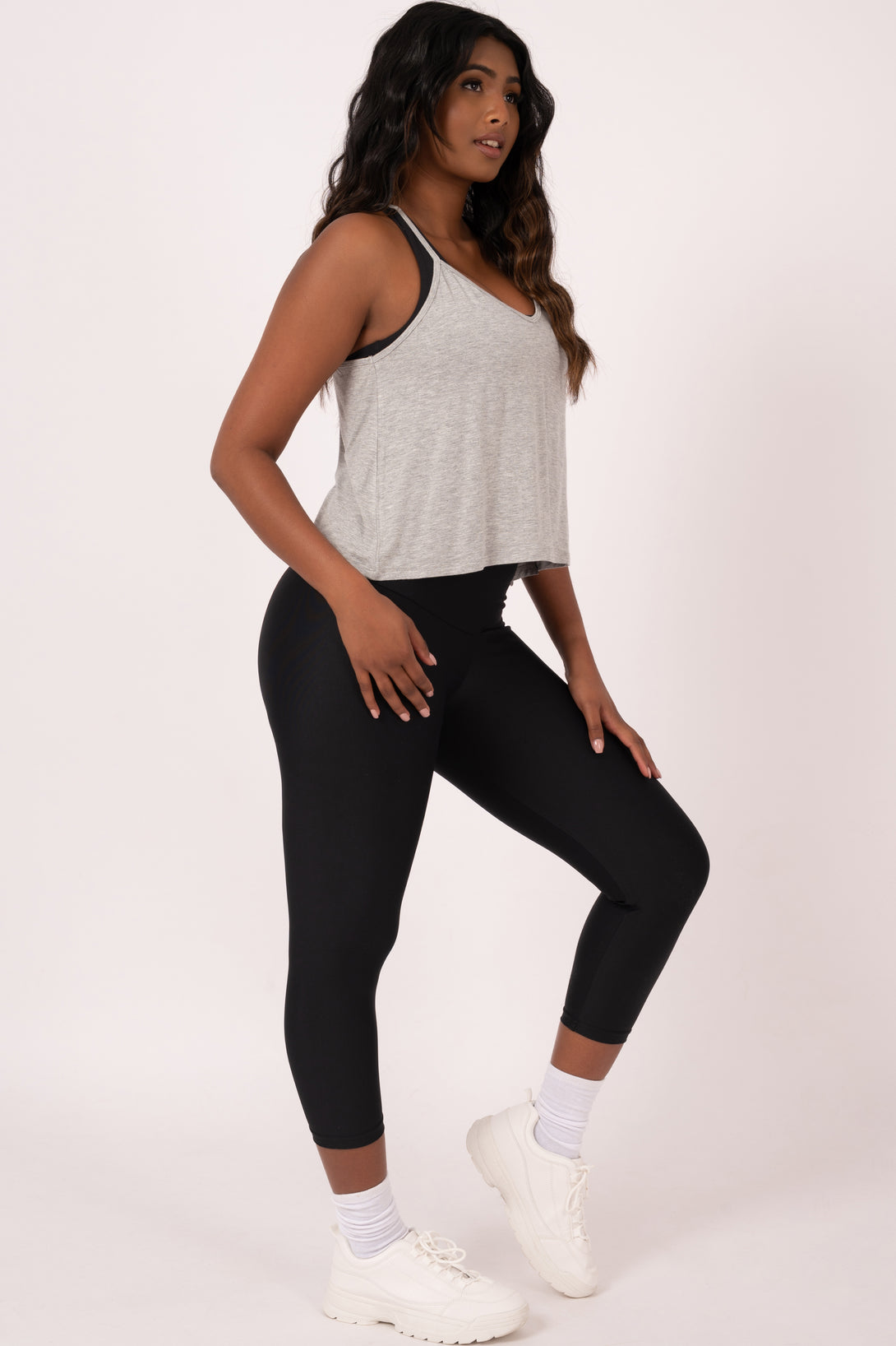 Heather Grey Slinky To Touch - Cropped Singlet - Exoticathletica