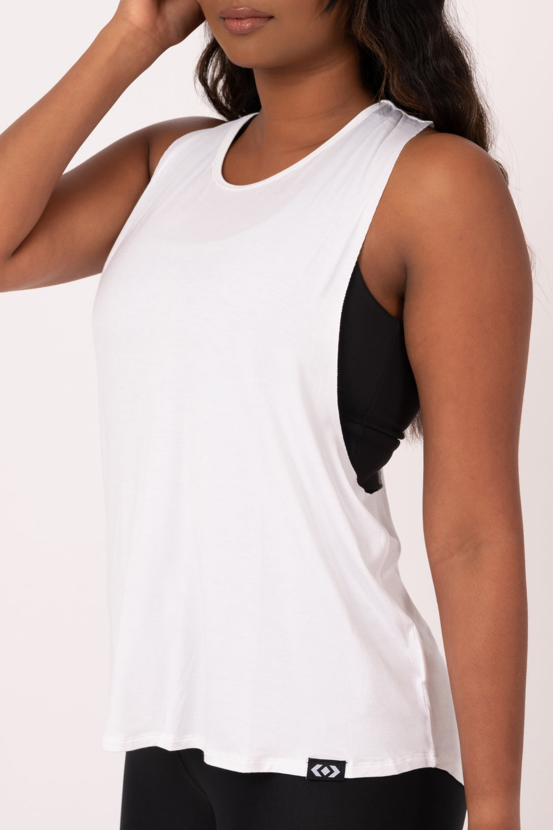 White Slinky To Touch - Twisted Racer Back Tank - Exoticathletica