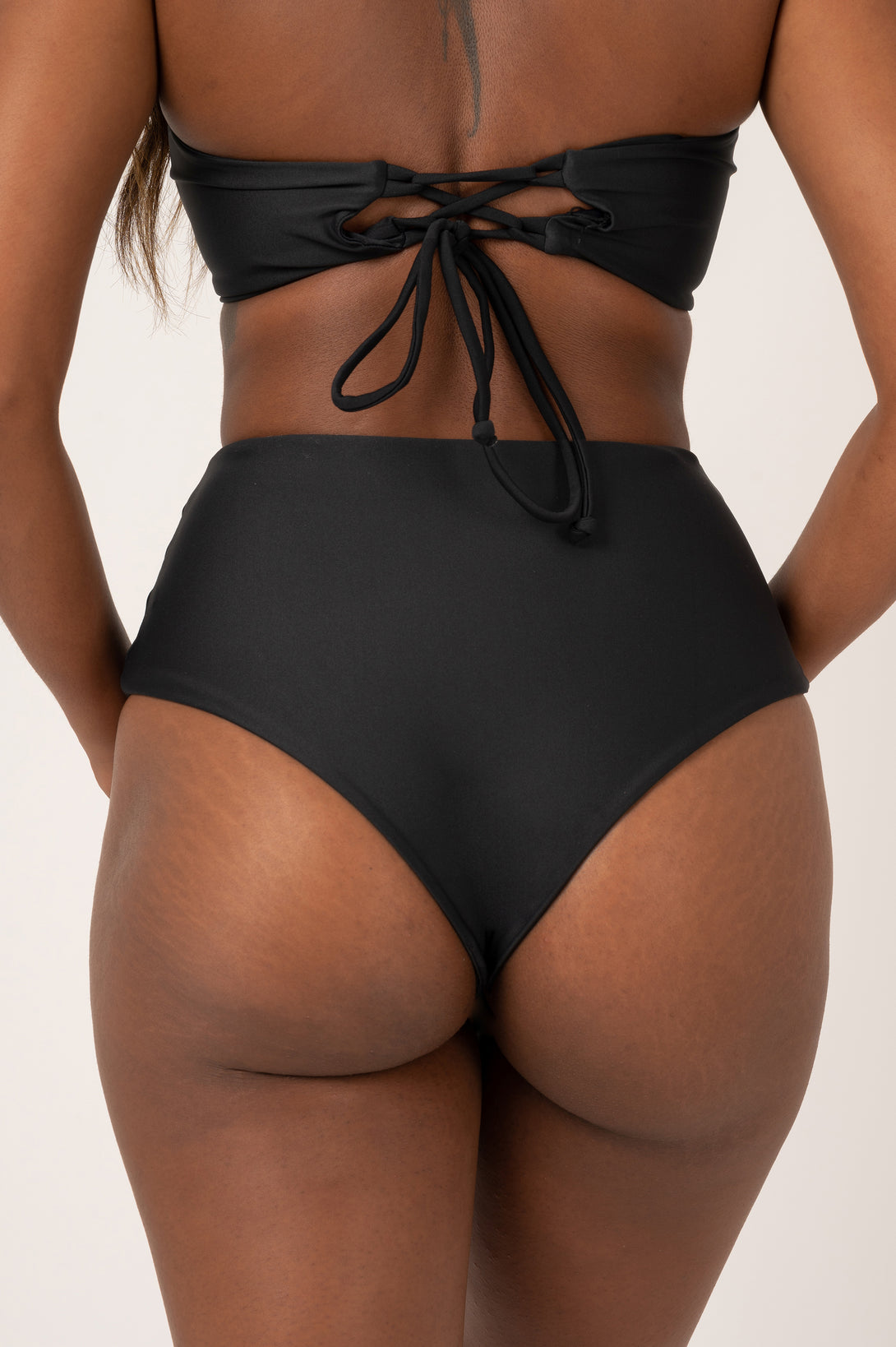 Black Performance - High Waisted Cheeky Cut Bikini Bottoms - Exoticathletica