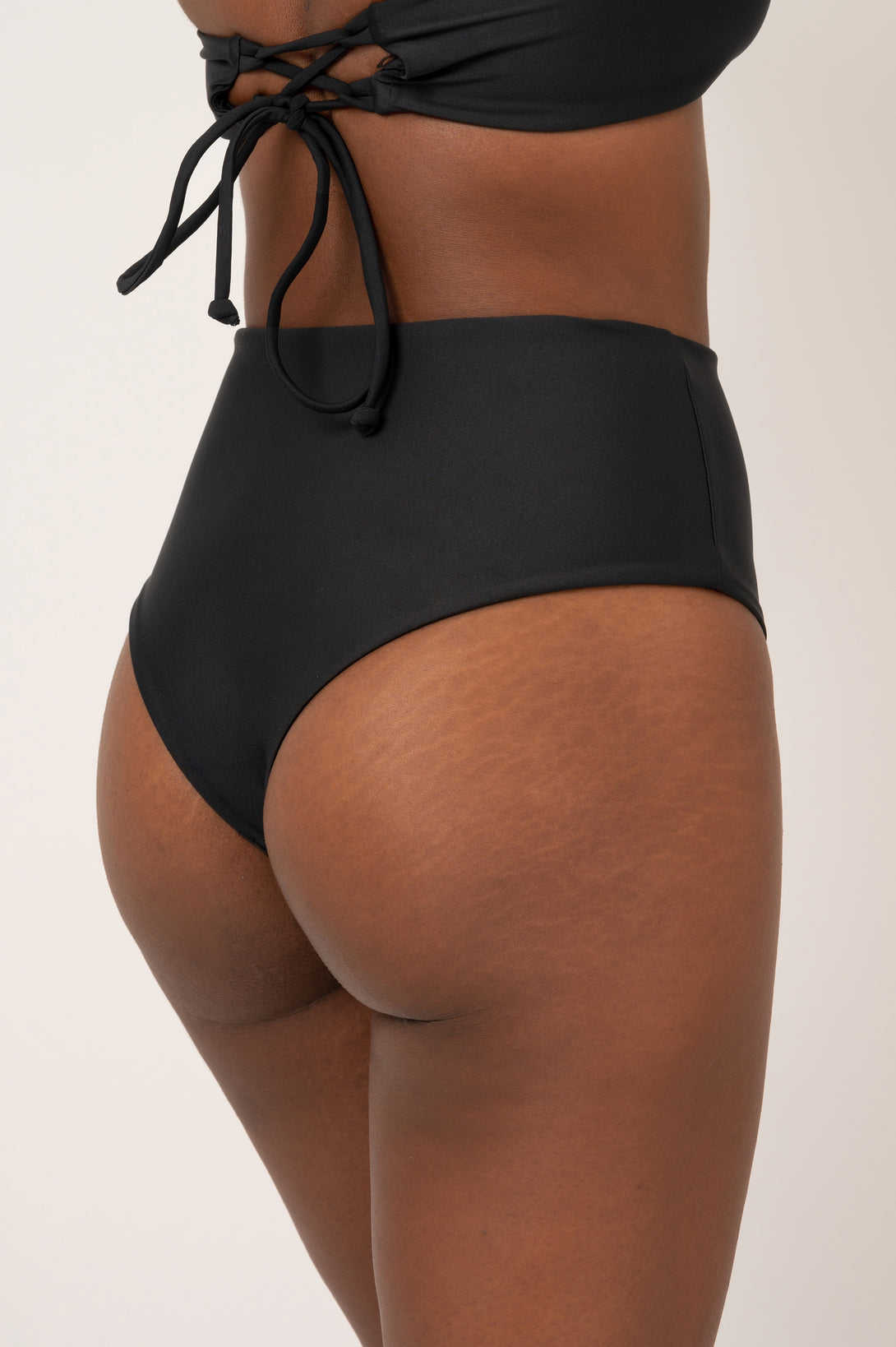 Black Performance - High Waisted Cheeky Cut Bikini Bottoms - Exoticathletica