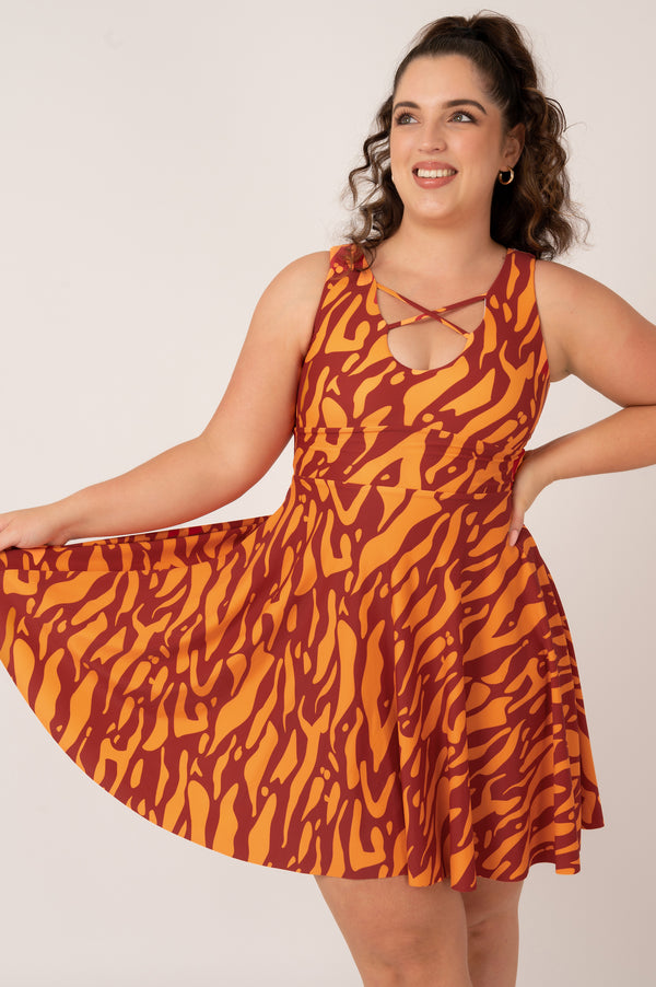 Gogo Getter Orange Silky - Reversible Comfort Crop Mini Dress
